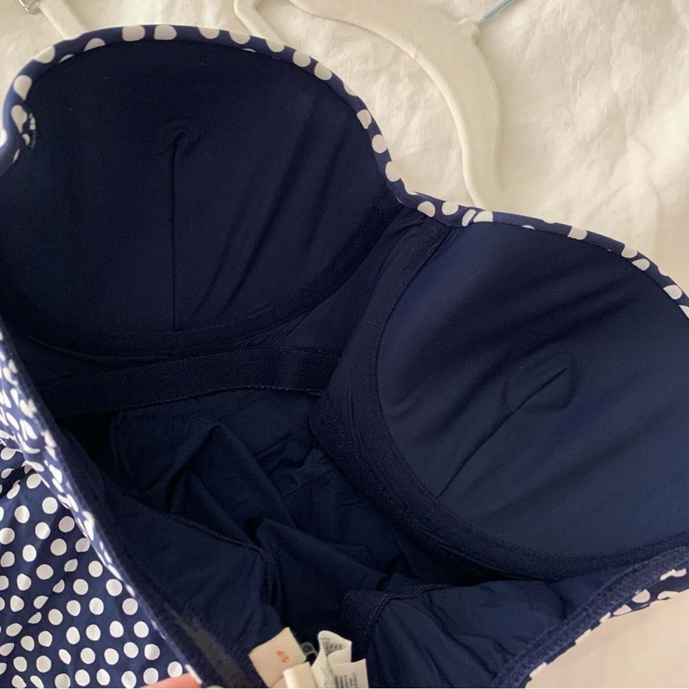 Tory Burch Navy Polka Dot Swimsuit Strapless - Picture 7 of 8